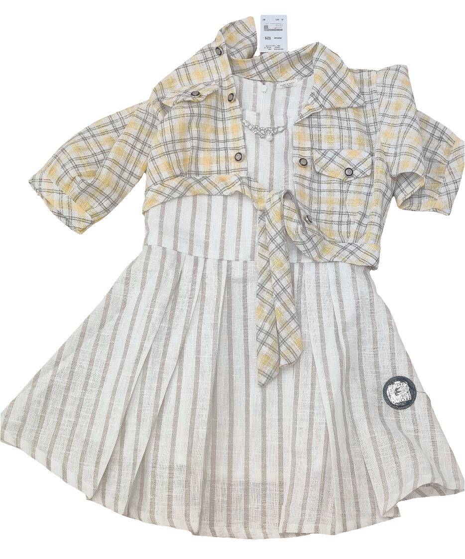 Girls' Cute Knot-Front Top with Striped Skirt