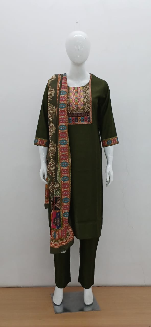 Mehira Olive Heritage Kurti Set