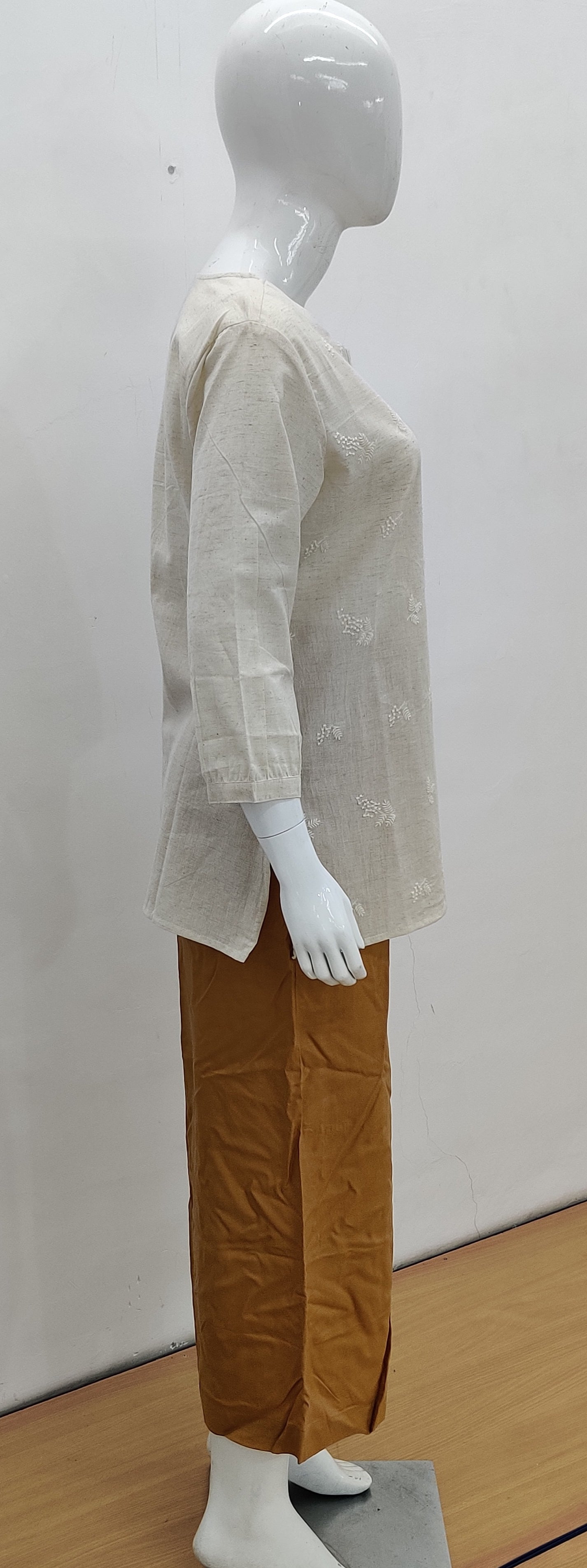 Elegant Khadi Cotton short kurti with Delicate Details