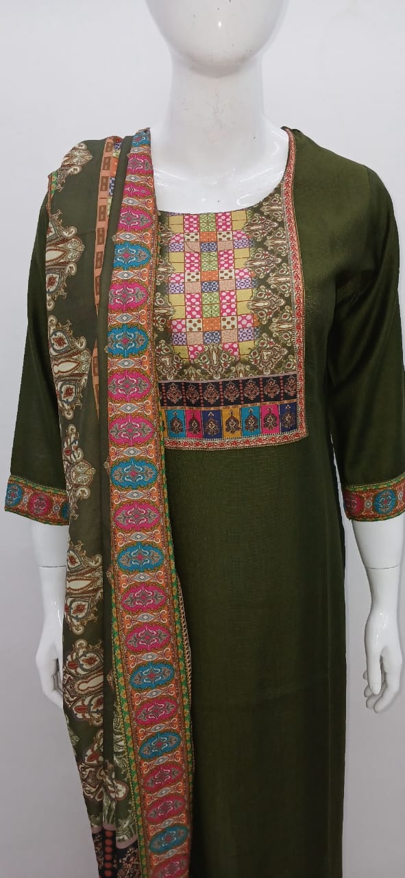 Mehira Olive Heritage Kurti Set