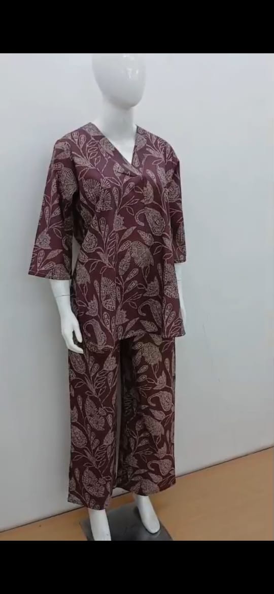 Maroon Bloom Pajama Set