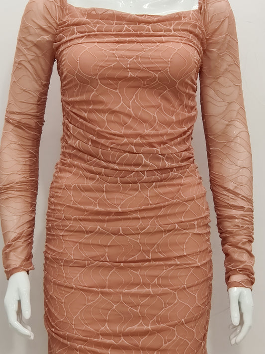 Elegant Ruched Mesh Dress in Multiple Hues