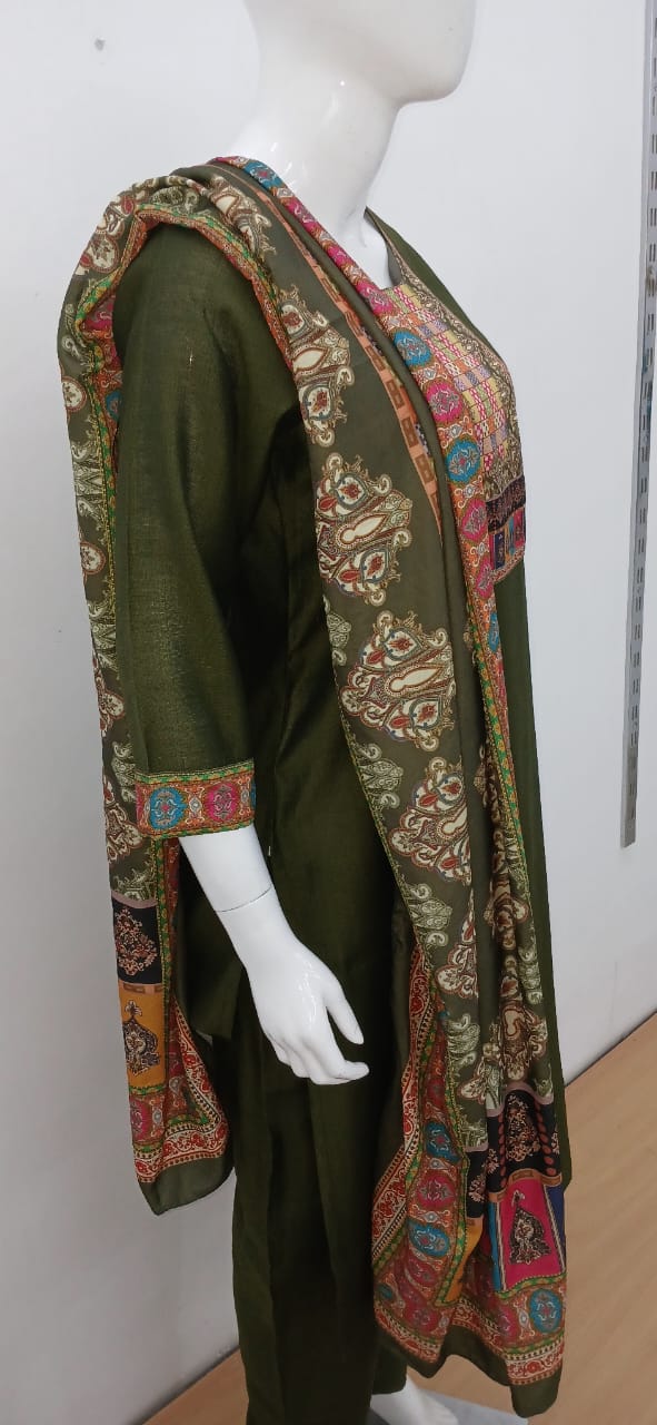 Mehira Olive Heritage Kurti Set