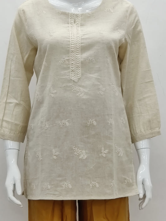 Elegant Khadi Cotton short kurti with Delicate Details
