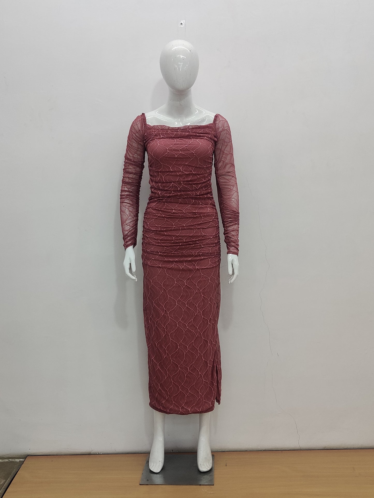 Elegant Ruched Mesh Dress in Multiple Hues