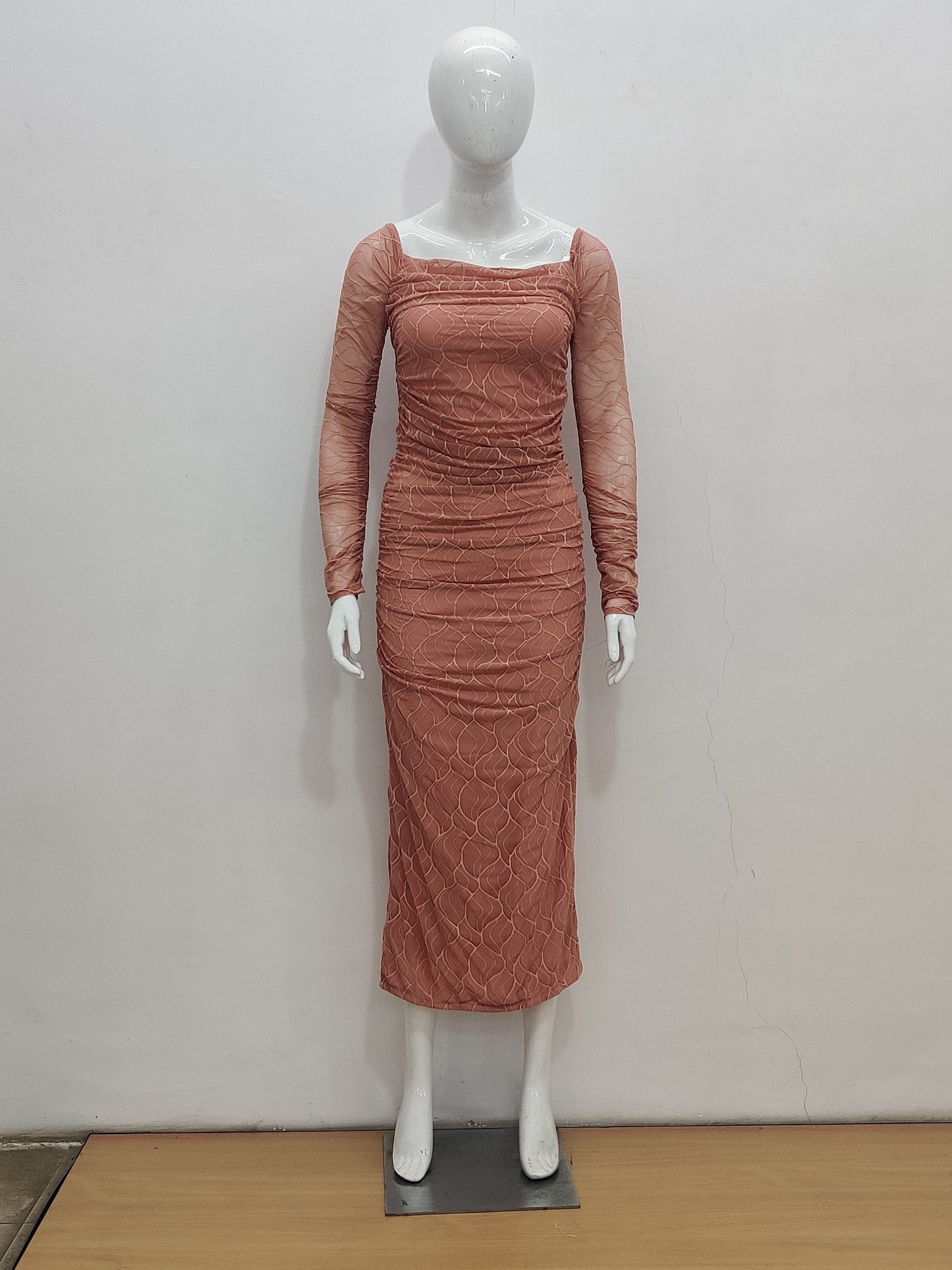 Elegant Ruched Mesh Dress in Multiple Hues