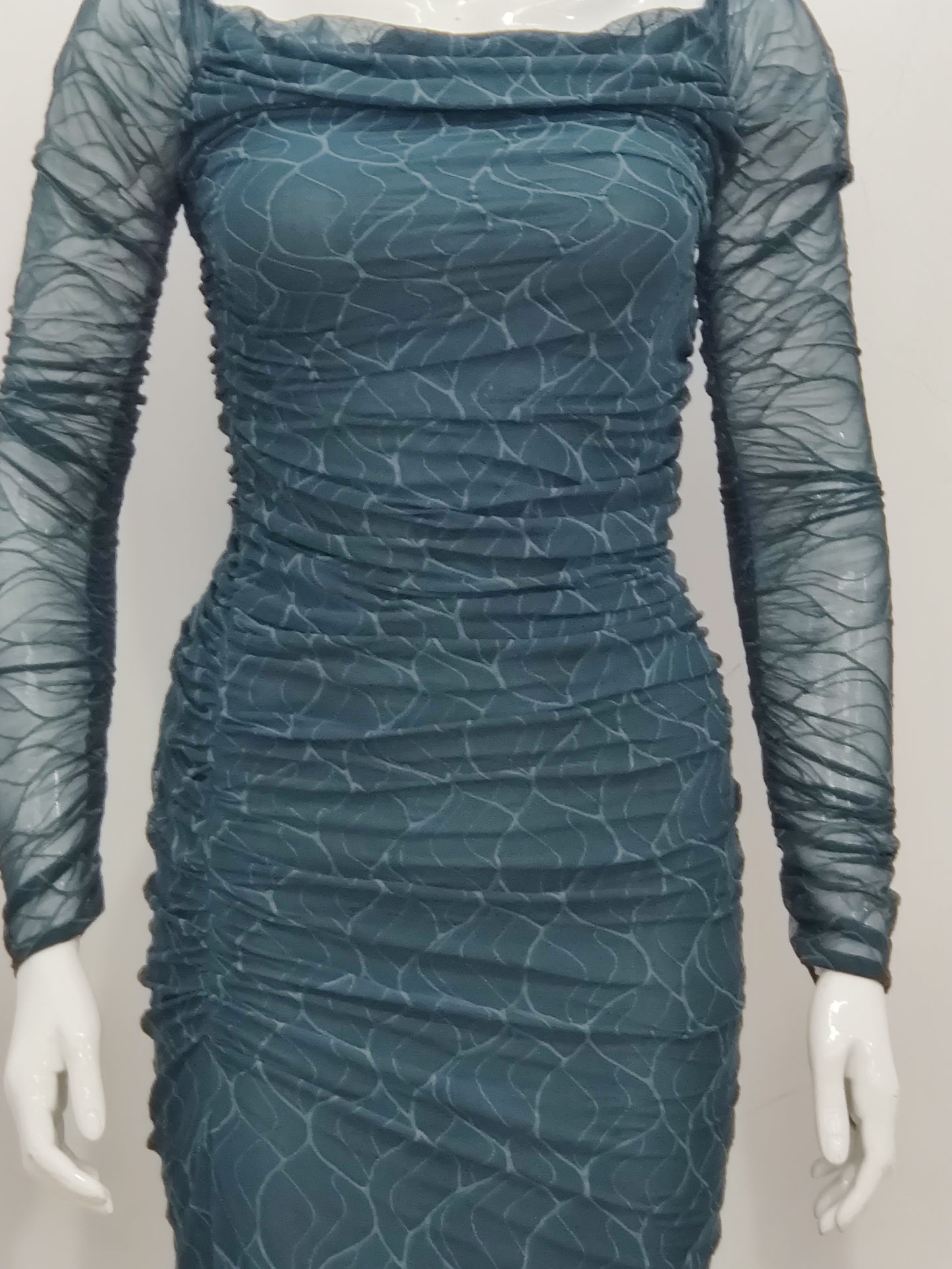 Elegant Ruched Mesh Dress in Multiple Hues