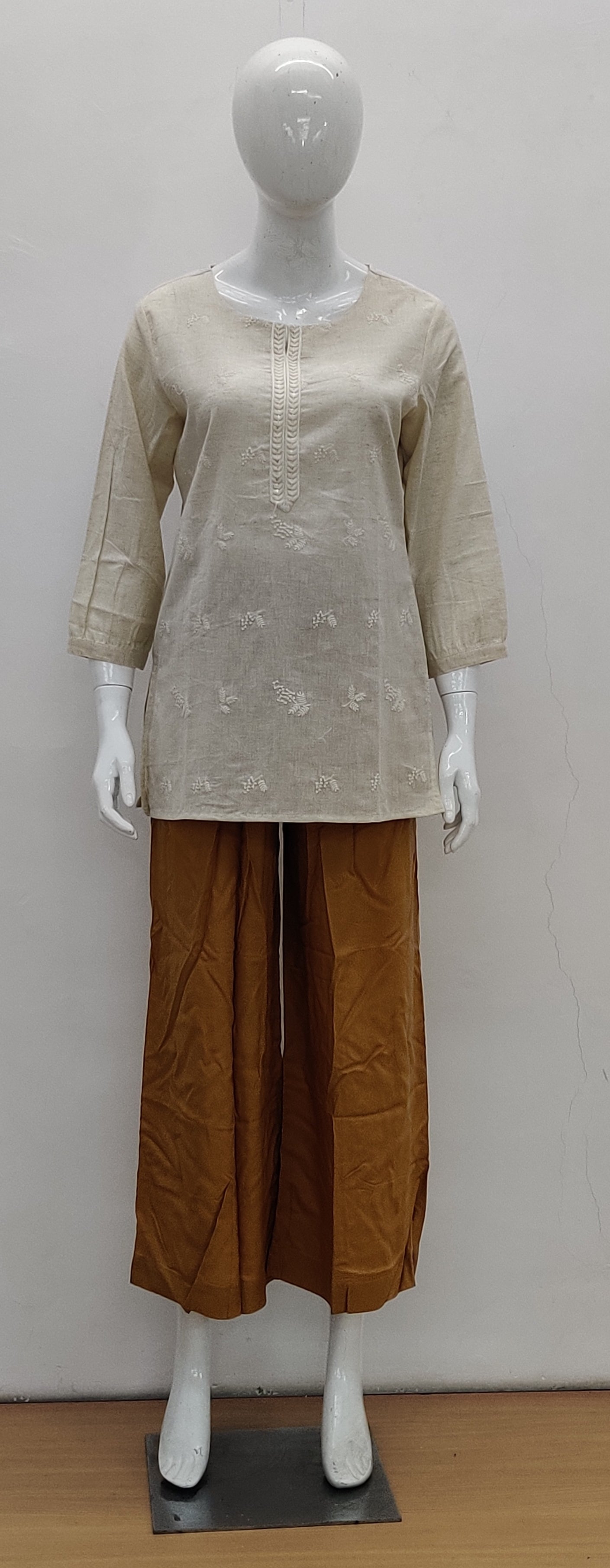 Elegant Khadi Cotton short kurti with Delicate Details