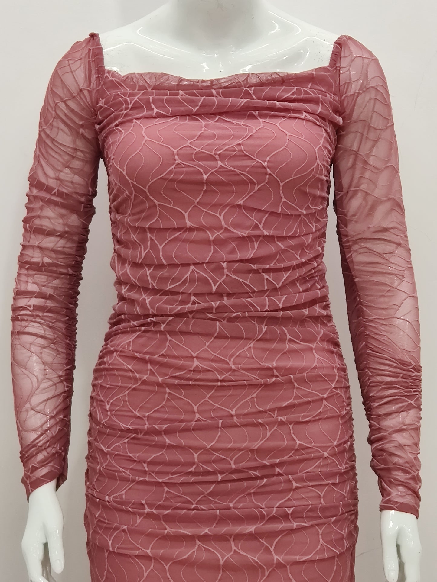 Elegant Ruched Mesh Dress in Multiple Hues