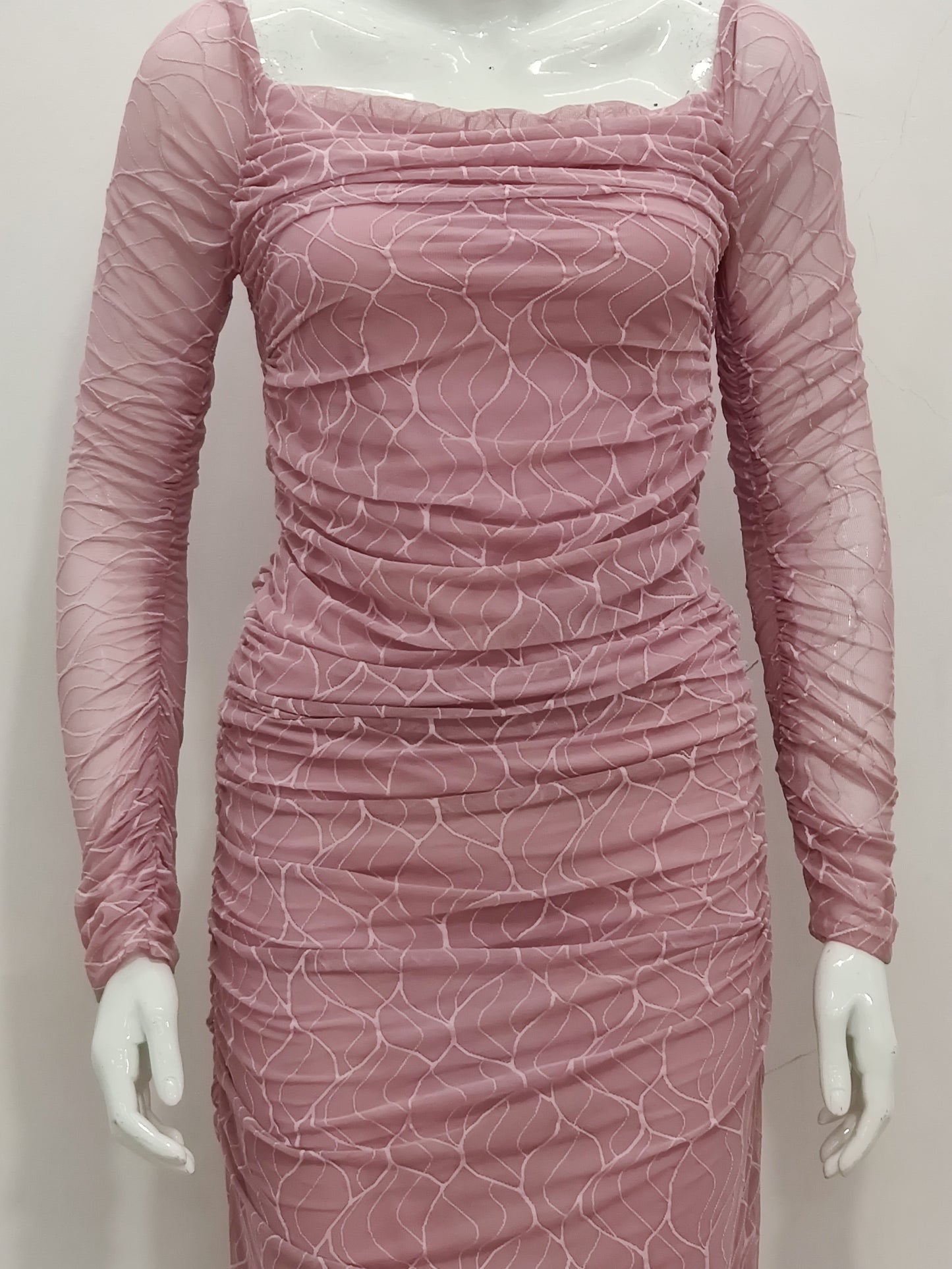 Elegant Ruched Mesh Dress in Multiple Hues