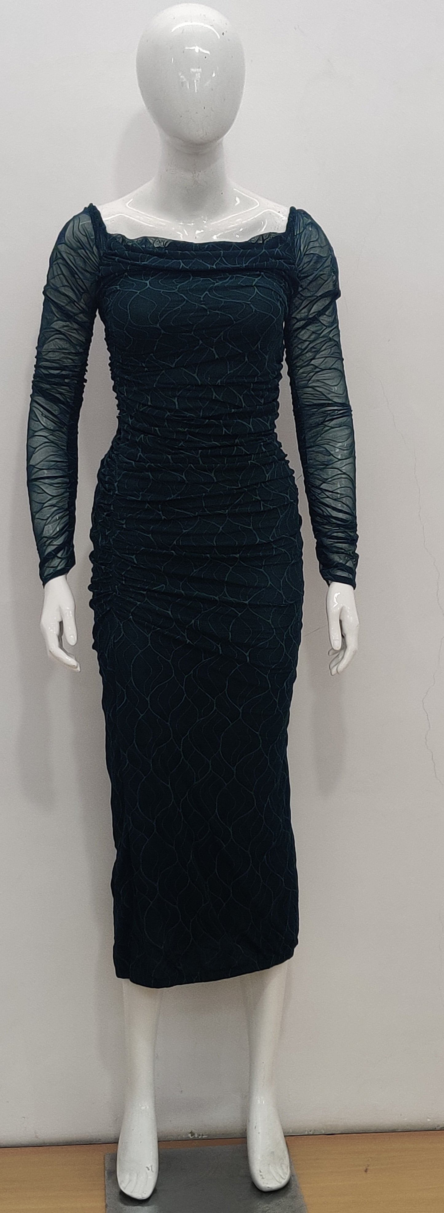 Elegant Ruched Mesh Dress in Multiple Hues